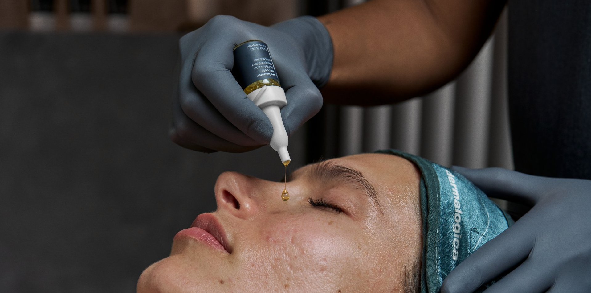 application of dermalogica exosome treatment exobooster in professional microneedling treatment